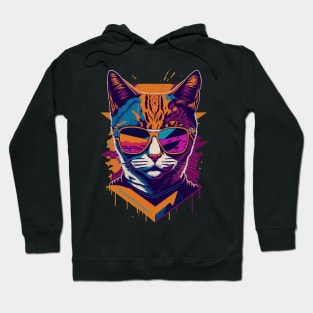 Retro Cool Cat: Vintage Vibes and Feline Flair Hoodie